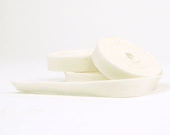 Wool Felt - 100 Percent Wool Felt Ribbon in color WHITE - 1/2 Inch X 2 Yards - Merino Wool Felt - White Ribbon