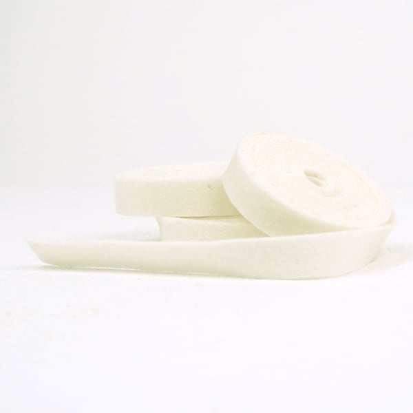 Wool Felt - 100 Percent Wool Felt Ribbon in color WHITE - 1/2 Inch X 2 Yards - Merino Wool Felt - White Ribbon