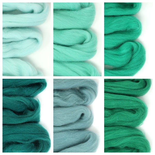 Merino Wool Roving 21 micron Blue Green | Wet Felting Wool | Needle Felting Fibers| Felting Fibers  | Wool Combed Tops  | Spinning Fibers