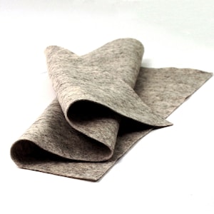 100 Percent Wool Felt Sheet in Color DARK HEATHER BEIGE - 18&quot; X 18&quot; Wool Felt Sheet - Merino Wool Felt