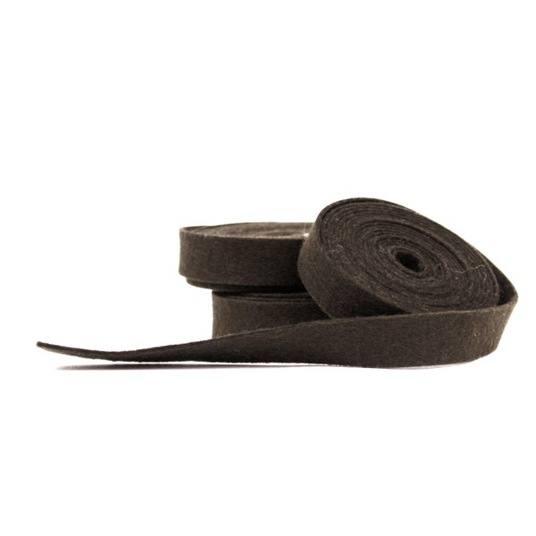 Wool Felt - 100 Percent Wool Felt Ribbon in color COFFEE -1/2 Inch X 2 yards - Merino Wool Felt - Brown Ribbon - Coffee Ribbon