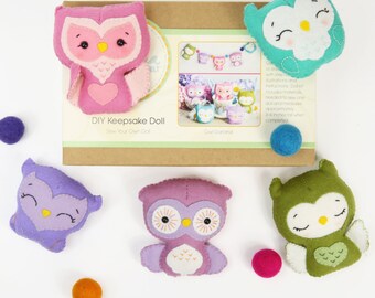 OWL GARLAND DIY Doll Kit // Wool Felt Doll Kit // Noialand Doll Kit // diy felt doll // Owl Doll Kit // Christmas Ornament