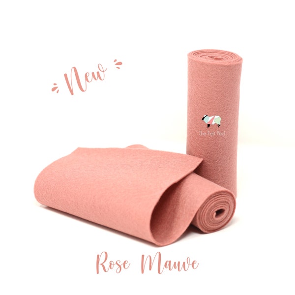 Wool Felt Roll - 100% Wool Felt in Color ROSE MAUVE - 5" X 36" Wool Felt Roll