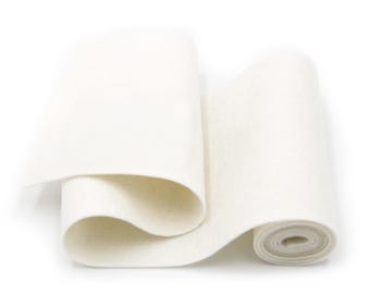 Wool Felt Roll - 100% Wool Felt in Color WHITE - 5&quot; X 36&quot; Wool Felt Roll - White Wool Felt