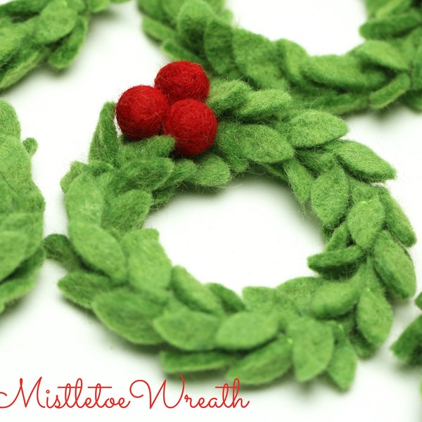 Felt Wreath | Felted Mini Wreath  | Felted Wreath | Mistletoe Wreath | Mini Felted Wreath