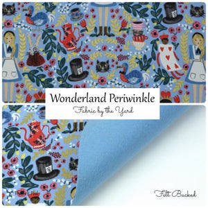 Rifle Paper Co Wonderland Periwinkle // Reliure Rifle Paper Co // Ruban adhésif en biais // Feutre de tissu // Tissu avec endos de feutre // Tissu en coton