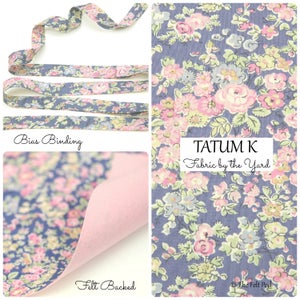 Tessuto Liberty of London Tana Lawn TATUM K Blu // Liberty Bias Binding // Bias Tape // Liberty Yardage // Tessuto Feltro // Tessuto con supporto in feltro