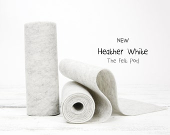 100 Percent Wool Felt Roll - Wool Felt color HEATHER WHITE - 5" X 36" Wool Felt - 100% Wool Felt