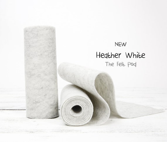 100 Percent Wool Felt Roll - Wool Felt color HEATHER WHITE - 5 X 36 Wool  Felt - 100% Wool Felt