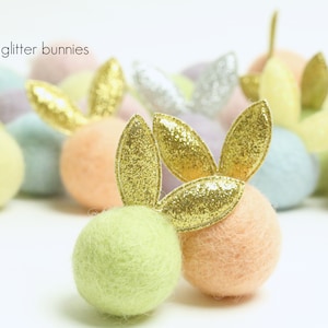 Felt Bunny // Easter Bunnies // Easter Rabbit // Felted Rabbit // Felt Rabbit Ears // Glitter Bunny Ball image 10