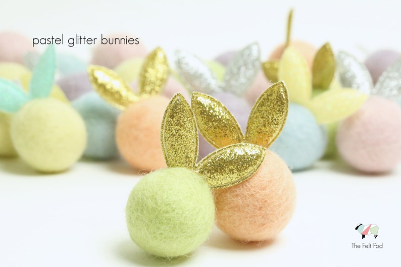 Felt Bunny // Easter Bunnies // Easter Rabbit // Felted Rabbit // Felt Rabbit Ears // Glitter Bunny Ball image 10