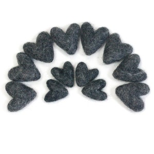 Black Herringbone Felt Hearts | Mini Felt Hearts | Wool Hearts | Valentine Garland | Valentine Gift | Valentine Decor | Felt Shapes