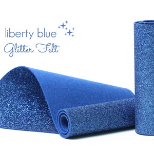 Glitter Felt - LIBERTY BLUE Glitter Felt  - Wool Felt Glitter - Fine Glitter - Wool Felt