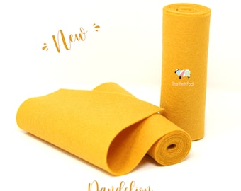 Wool Felt Roll - 100% Wool Felt in Color DANDELION - 5" X 36" Wool Felt Roll