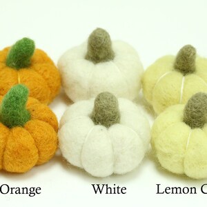 Orange Felt Pumpkins // Orange Pumpkins // White Pumpkins // Yellow Pumpkins // Wool Pumpkins // Size 3.0 cm or 4.0 cm image 3