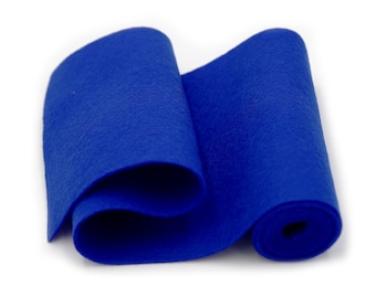 May include: A roll of bright blue felt fabric. The felt is soft and smooth, and it is perfect for crafting projects.