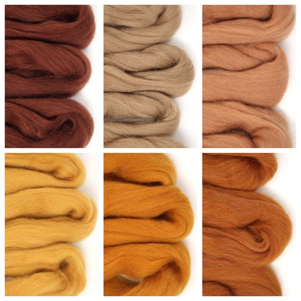 Merino Wool Roving 21 micron Brown Roving | Wet Felting Wool | Needle Felting Fibers| Felting Fibers  | Wool Combed Tops  | Spinning Fibers