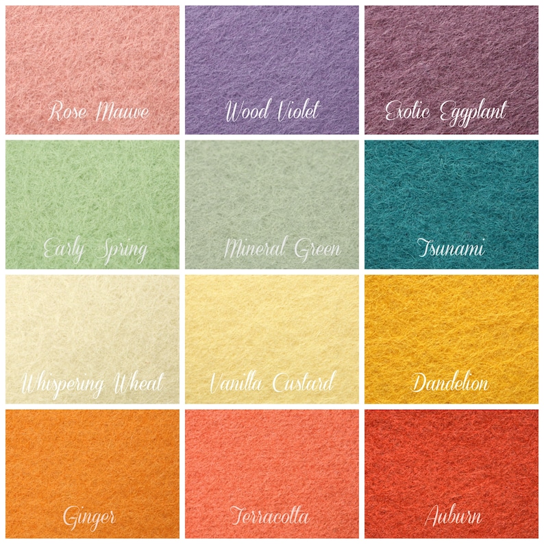 100 Percent Wool Felt Sheets 5 Sheets of 8 X 12 Felt You Pick Color Merino Wool Felt European Wool Felt image 2