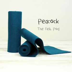 100 Percent Wool Felt Roll - Wool Felt color PEACOCK - 5" X 36" Wool Felt - 100% Wool Felt