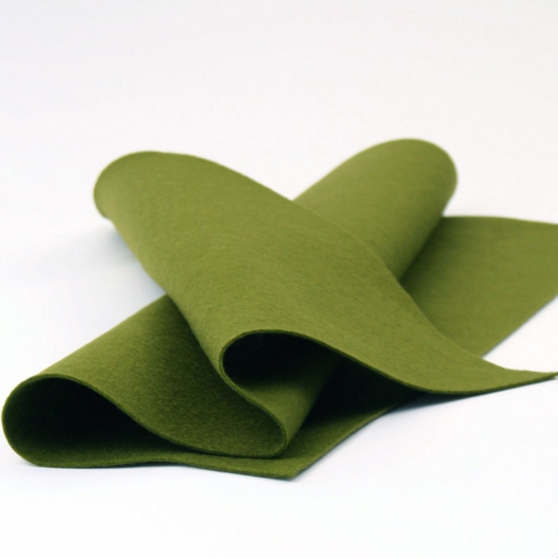 100% Wool Felt Sheet in Color OLIVE 18 X 18 Wool Felt Sheet Merino Wool Felt Premium Craft Felt image 1