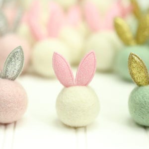 Felt Bunny // Easter Bunnies // Easter Rabbit // Felted Rabbit // Felt Rabbit Ears // Glitter Bunny Ball image 1