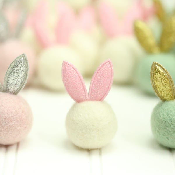 Felt Bunny // Easter Bunnies // Easter Rabbit // Felted Rabbit // Felt Rabbit Ears // "Glitter Bunny Ball"