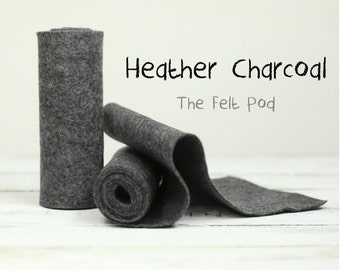 Rouleau de feutre 100% laine en couleur HEATHER CHARCOAL - 5 » X 36 » Wool Felt Roll - Heather Felt