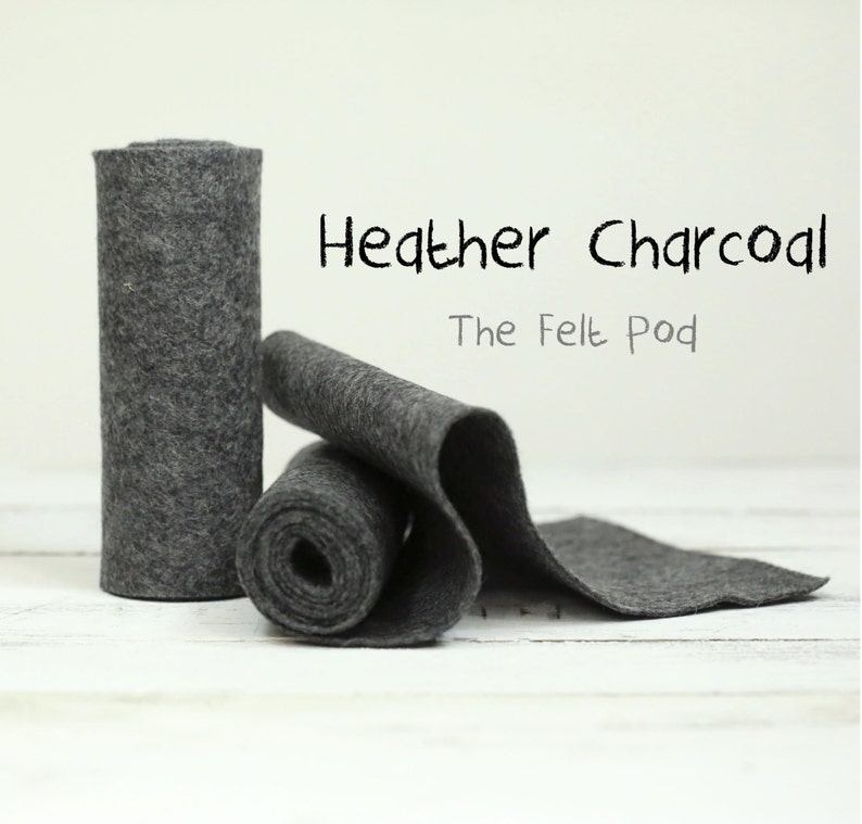 100% Wool Felt Roll in color HEATHER CHARCOAL 5 X 36 Wool Felt Roll Heather Felt image 1