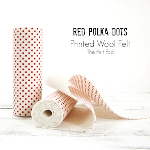Roter Polka Dot Bedruckter Wollfilz / Roter Polka Dot Wollfilz