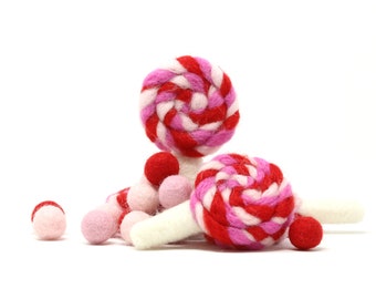 Red and Pink  Felt Lollipop | Felt Lollipops - Heavenly Pink, Dark Pink, and Red