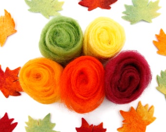Needle Felt Wool Roving Variety Pack | Carded Batts Variety Pack (FALL SET)