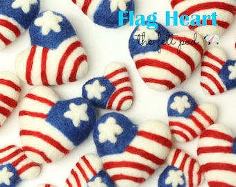 American Flag Hearts | Patriotic Heart | American Flag Felt Heart