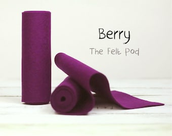 Wool Felt // 100% Wool Felt Roll in color BERRY - Designer Wool Felt - Craft Felt