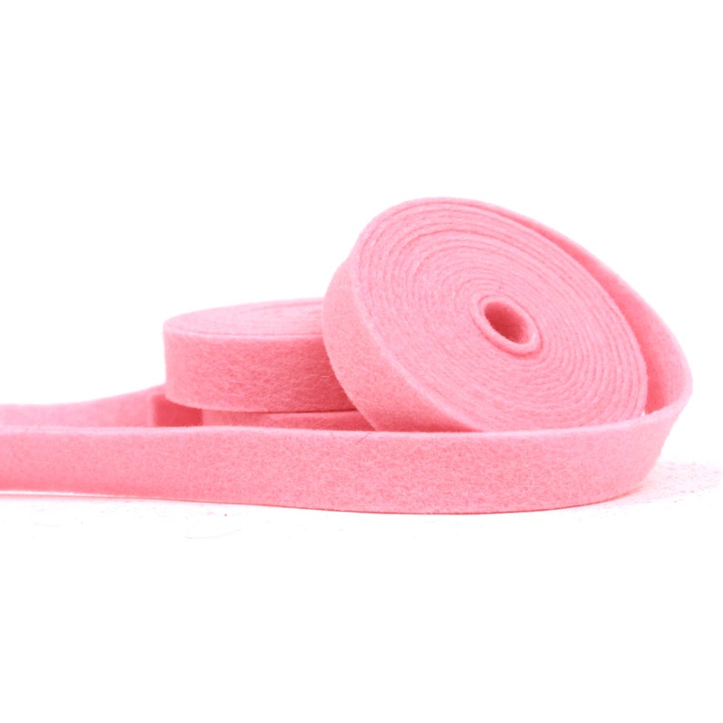 Wool Felt 100 Percent Wool Felt Ribbon in color NEON PINK 1/2 Inch X 2 Yards Merino Wool Felt Pink Ribbon Neon Pink Ribbon image 1