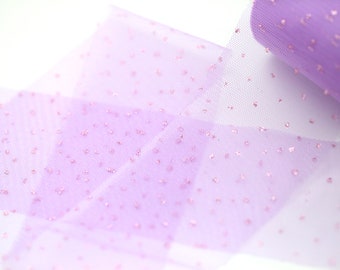 Lilac Glitter Dot Tulle // Glitter Polka Dot Tulle // Lilac Tulle // Purple Glitter Tulle