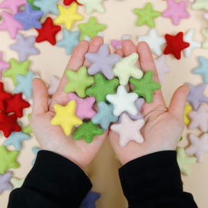 Felt Stars -  3 to 4 cm - 20 count -Mixed Colors - Wool Felt Stars Mixed Colors | Felt Star Garland