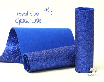 Filc brokatowy - ROYAL BLUE Filc brokatowy - Filc wełniany Brokat - Drobny brokat - Filc wełniany