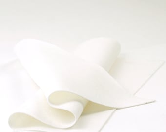 100 Percent Wool Felt Sheet in Color WHITE - 18&quot; X 18&quot; Wool Felt Sheet - Merino Wool Felt