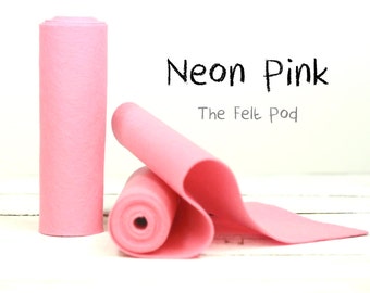100 Percent Wool Felt Roll - Wool Felt color NEON PINK - 5" X 36" Wool Felt - Pink Wool Felt