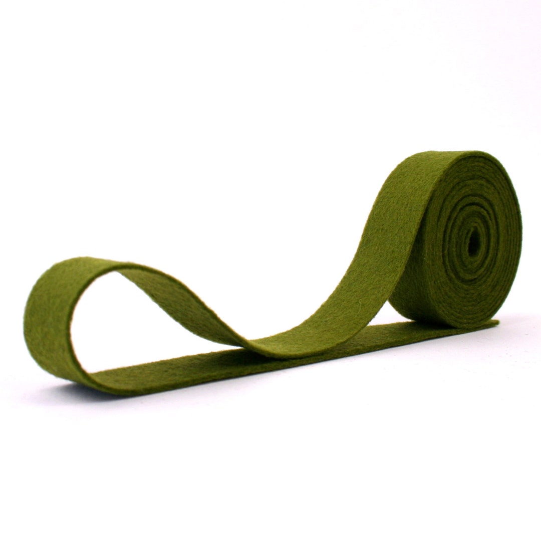 100 Percent Wool Felt Ribbon in Color OLIVE 3/4 X 2 Yards Green Ribbon ...