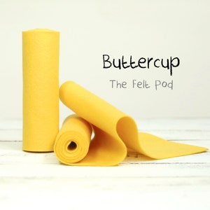 100 Percent Wool Felt Roll - Wool Felt color BUTTERCUP - 5" X 36" Wool Felt - Yellow felt