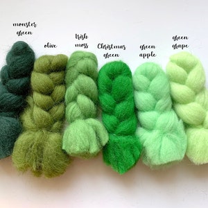 Merino Wool Roving 21 micron Green Roving | Wet Felting Wool | Needle Felting Fibers| Felting Fibers  | Wool Combed Tops  | Spinning Fibers