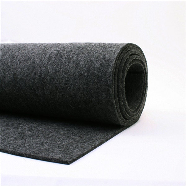 Thick Wool Felt - 3mm - 9" X 18" - 100% Wool Felt - Heather Black Wool Felt