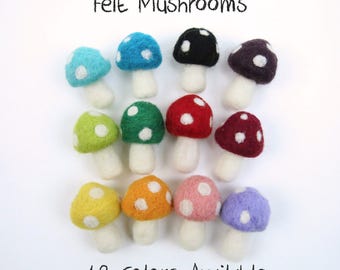 Wool Felt Mushrooms | Needle Felted Mushrooms | Woodland Felt Toadstool | DIY Garland | Fall Home Decoration | DIY Baby Mobile