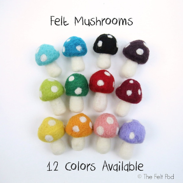Wool Felt Mushrooms | Needle Felted Mushrooms | Woodland Felt Toadstool | DIY Garland | Fall Home Decoration | DIY Baby Mobile