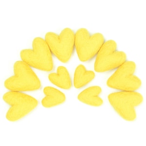 Canary Yellow Felt Hearts | Mini Felt Hearts | Mini Wool Hearts | Valentine Hearts | Valentine Gift | Valentine Decoration | Wool Felt
