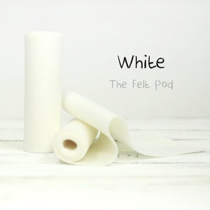 Wool Felt Roll - 100% Wool Felt in Color WHITE - 5" X 36" Wool Felt Roll - White Wool Felt