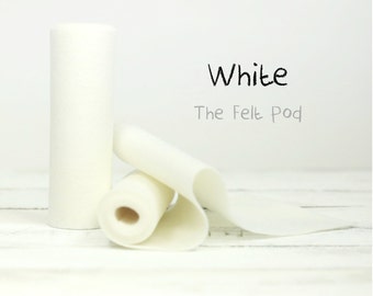 Wool Felt Roll - 100% Wool Felt in Color WHITE - 5" X 36" Wool Felt Roll - White Wool Felt