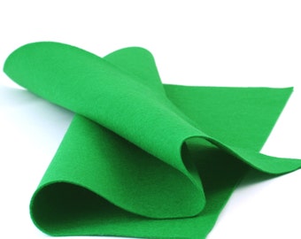 100% Wool Felt Sheet in Color BRIGHT GREEN - 18" X 18" Wool Felt Sheet - Merino Wool Felt - European Wool Felt