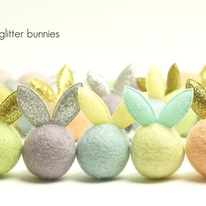 Felt Bunny // Easter Bunnies // Easter Rabbit // Felted Rabbit // Felt Rabbit Ears // Glitter Bunny Ball image 2